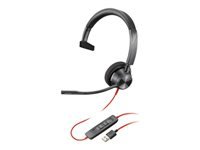 Poly Blackwire 3310 - Blackwire 3300 series - headset - on-ear - wired - active noise canceling - USB-A - black - Certified for Microsoft Teams