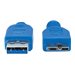 Manhattan USB-A to Micro-USB Cable, 0.5m, Male to Male, 5 Gbps (USB 3.2 Gen1 aka USB 3.0), SuperSpeed USB, Blue, Lifetime Warranty, Polybag