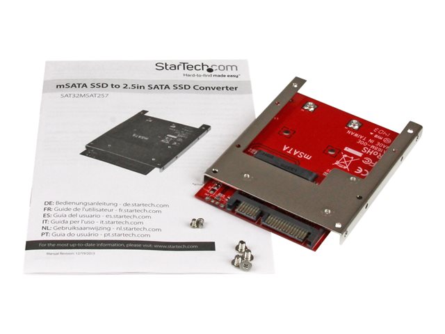 StarTech.com mSATA SSD to 2.5in SATA Adapter Converter - mSATA to SATA Adapter for 2.5in bay with Open Frame Bracket and 7mm Drive Height (SAT32MSAT257)