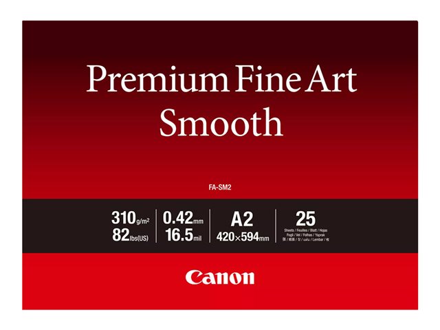 Canon Premium Fine Art Fa Sm2 Photo Paper Smooth 25 Sheets A2 310 G M²