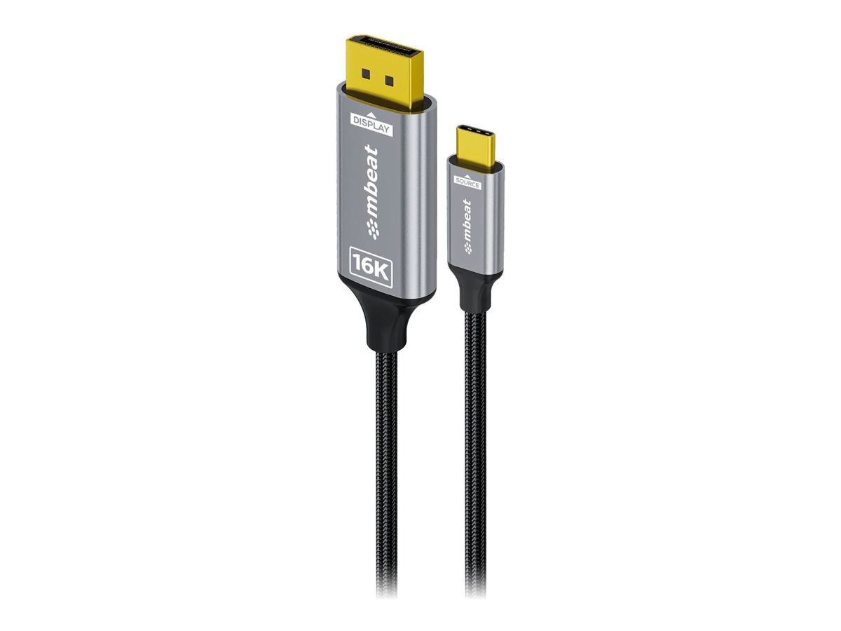 mbeat ToughLink video adapter cable USB-C to DisplayPort 1.8 Product shot Right-angle 79850