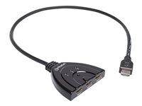 Manhattan HDMI 1080p  3-Port, Integrated Cable, Black, Box Video-/audioswitch HDMI