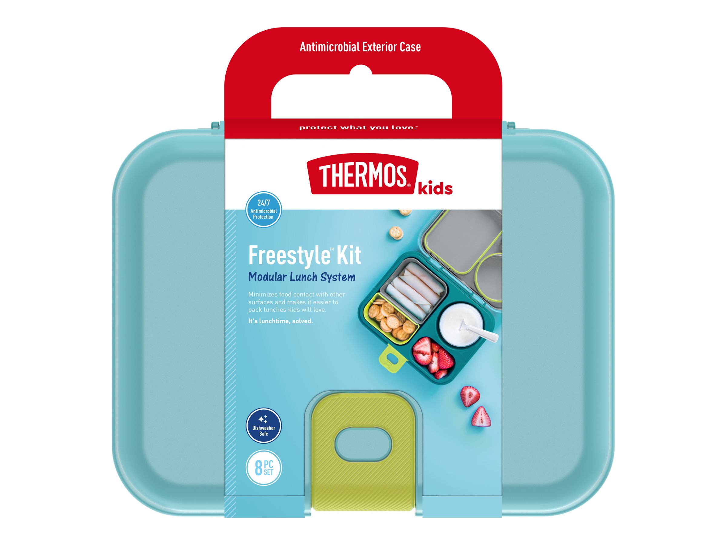 THERMOS Kids Freestyle Lunch Box Kit- Blue - 8 piece