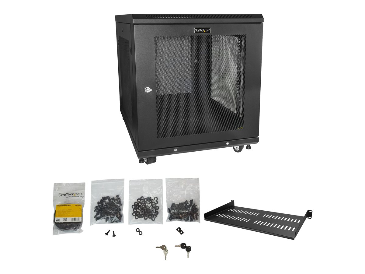 StarTech.com 12U Server Rack Cabinet, 4-Post Adjustable Depth (2" to 30")Network Equipment Rack Enclosure w/Casters/Cable Management/Shelf/Locking, Dell PowerEdge, HP ProLiant, ThinkServer - 12U Rack Cabinet (RK1233BKM) - rozvaděč stojanový - 12U – foto 5