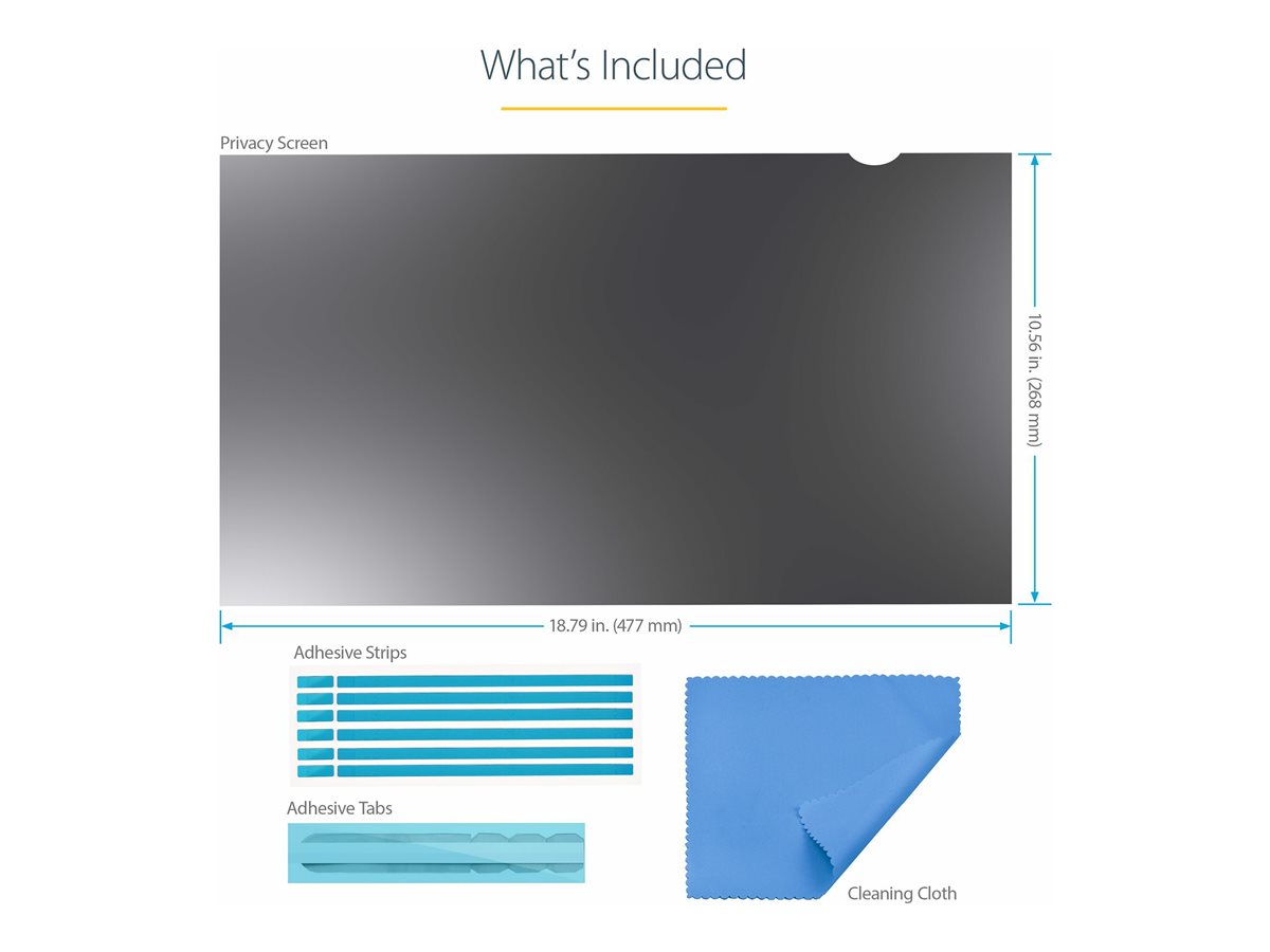 StarTech.com Monitor Privacy Screen for 21 inch PC Display, Computer Screen Security Filter, Blue Light Reducing Screen Protector Film, 16:9 Widescreen, Matte/Glossy, +/-30 Degree Viewing - Blue Light Filter - filtr displeje ke zvýšení soukromí - šířka 21,5" - kompatibilní s TAA – foto 2