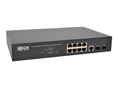 Eaton Tripp Lite series 8-Port Gigabit Ethernet Switch L2 Web-Smart Managed, 10/100/1000Mbps, 2 Dedicated Gigabit SFP Slots, 20 Gbps, Web Interface