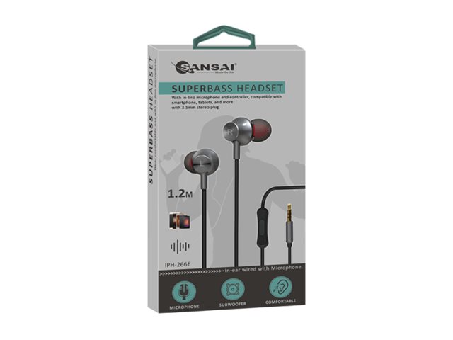 Sansai earphones with mic 3.5 mm Product shot Front 79200