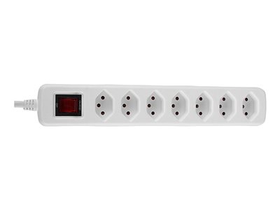 Multiprise 7 prises Suisse avec interrupteur, blanc