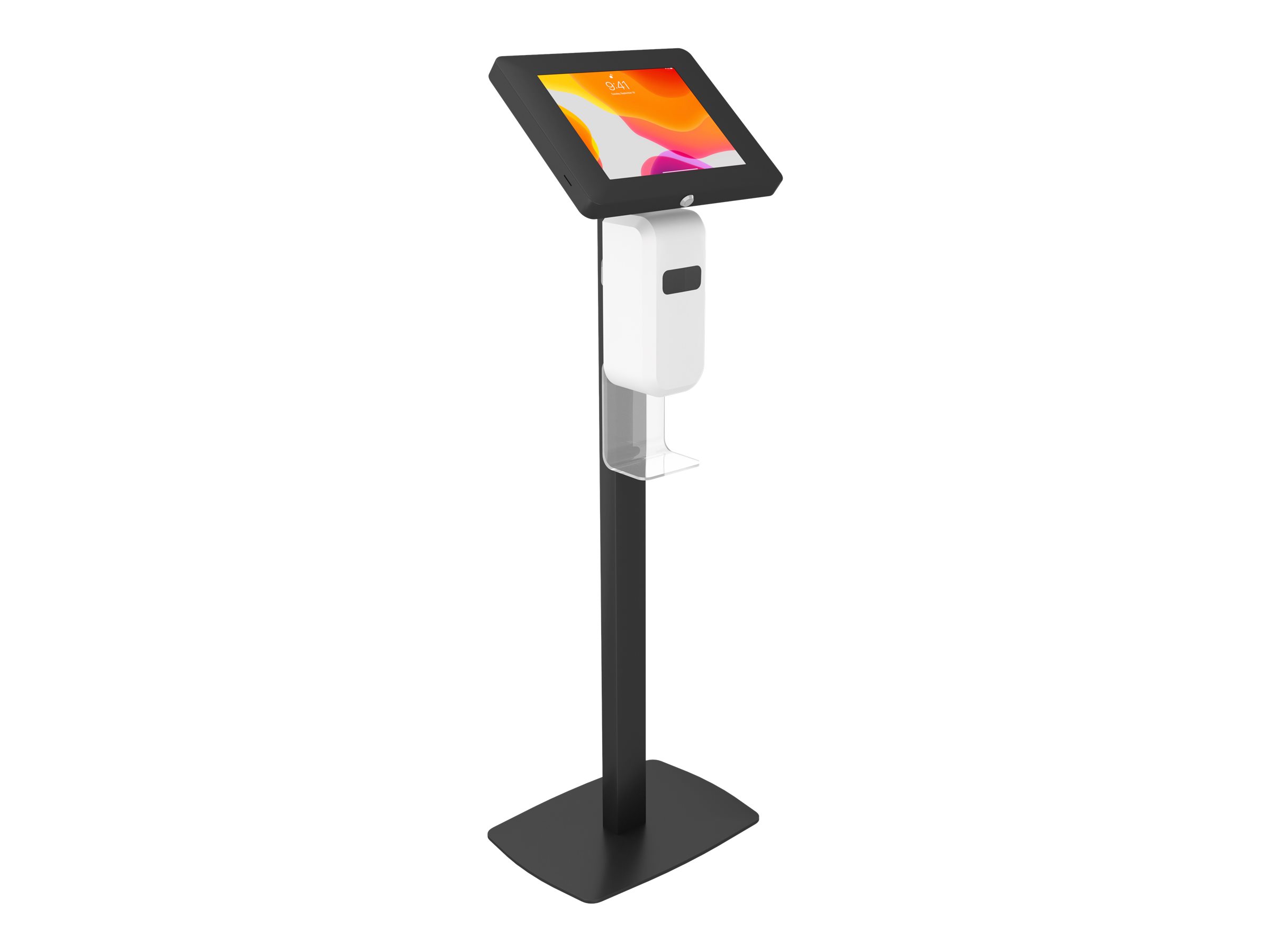 CTA Thin Profile Floor Stand w/ Sanitizing Dispenser & Security Enclosure