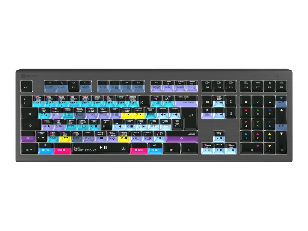 An image of Logickeyboard DaVinci Resolve Astra 2 - keyboard - Mac - QWERTY - UK - graphite grey Input Device