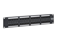 Eaton Tripp Lite Series 48-Port Cat6 Patch Panel - 4PPoE Compliant, 110/Krone, 568A/B, RJ45 Ethernet, 2U Rack-Mount, Black, TAA