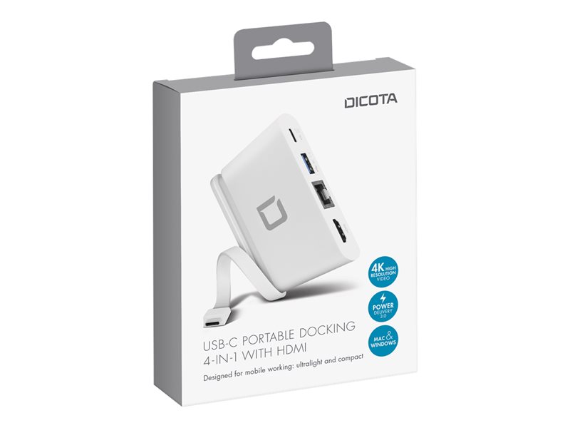 DICOTA USB-C Portable Docking 4-in-1 with HDMI - station d\'accueil - USB-C - HDMI