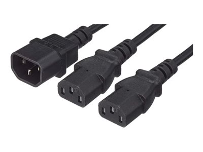 0766623157469 - Stromkabel 2xC13 auf C14 18m schwarzhwarz
