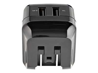 StarTech.com 2 Port USB Wall Charger, 17W Wall Charger Hub (2.4A & 1A port), Dual Port USB-A Power Adapter, Portable/Travel USB Adapter to Charge Multiple Devices, For Phones/Tablets - USB Wall Plug Charger (USB2PACUBK)