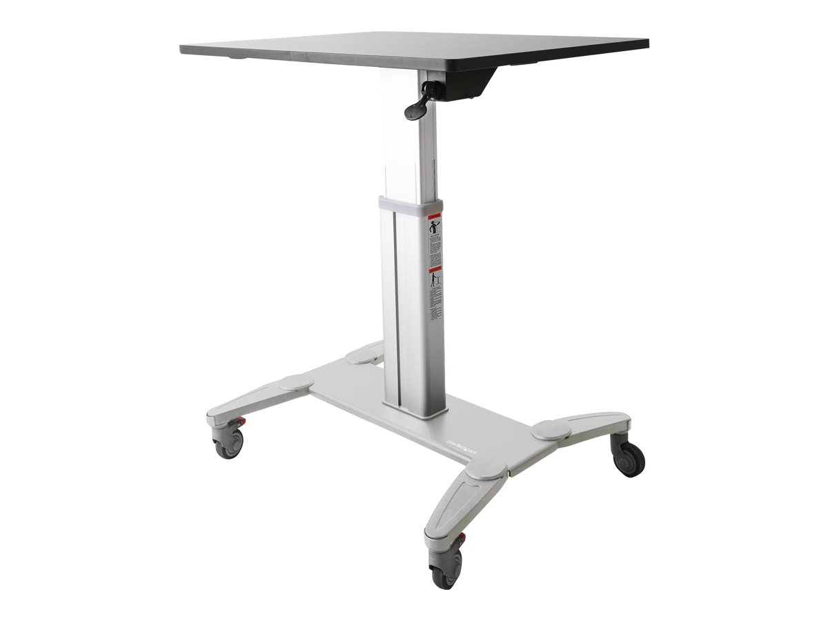 StarTech.com Mobile Standing Desk, Portable Sit Stand Ergonomic Height Adjustable Cart on Wheels, Rolling Computer/Laptop Workstation Table w/ Locking One-Touch Lift for Teachers/Student - Mobile Computer Table (STSCART) stojan - pro notebook / klávesnice / myš - černá a stříbrná