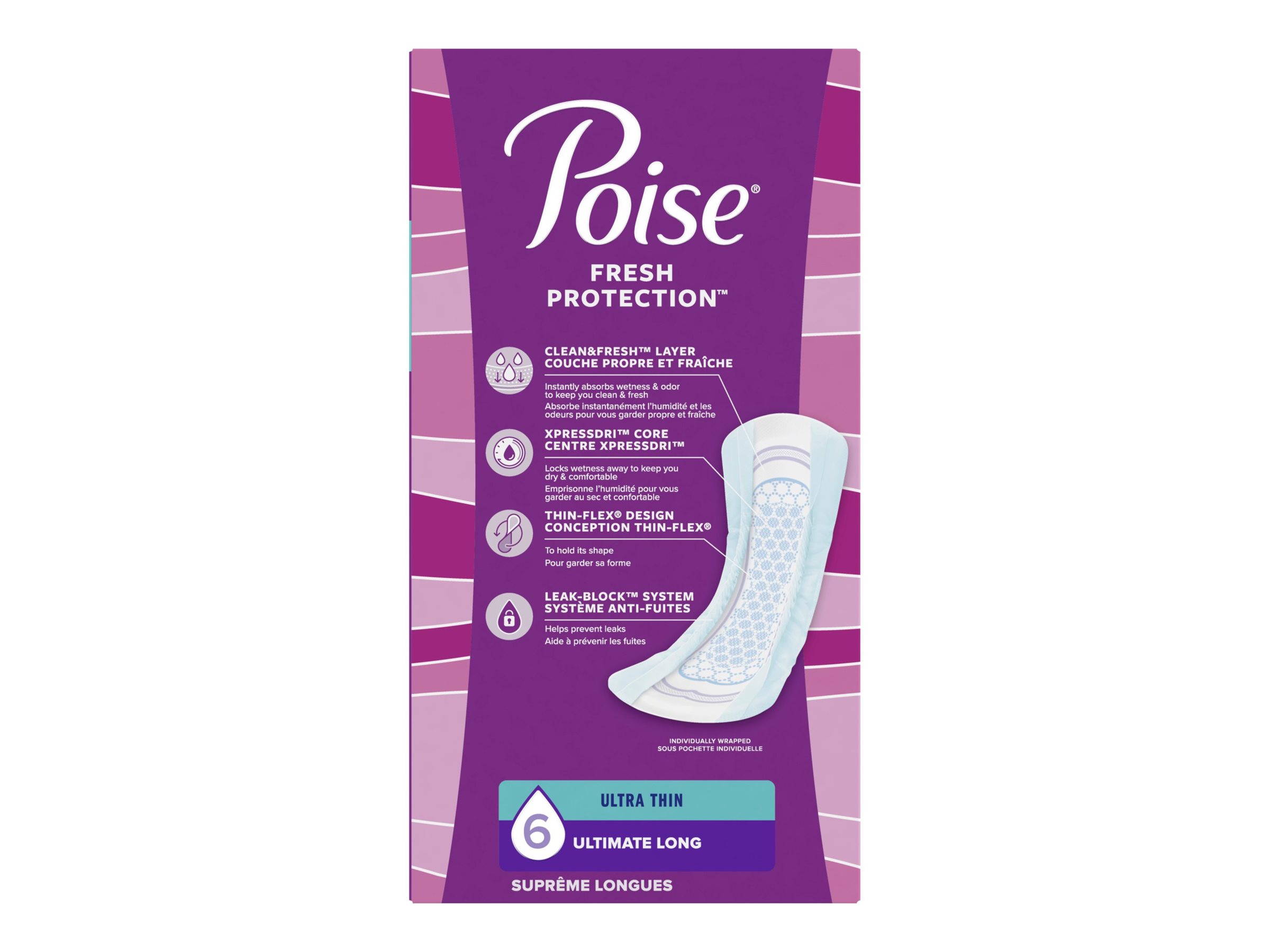 Poise Ultra Thin Long lenth Incontinence & Postpartum Pads - Ultimate Absorbency - 26 Count