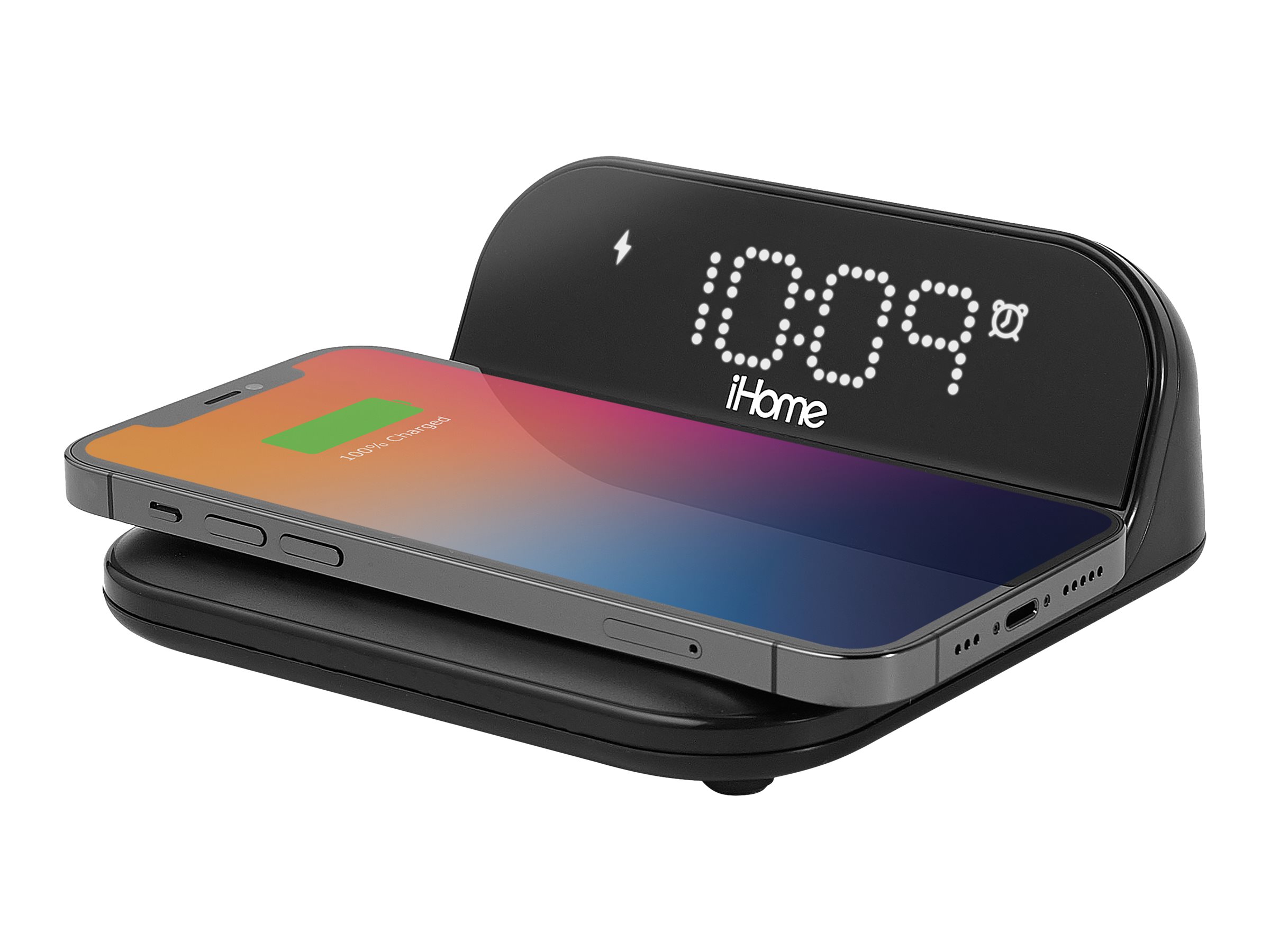 iHome Wireless Charging Alarm Clock - Black - iOP18