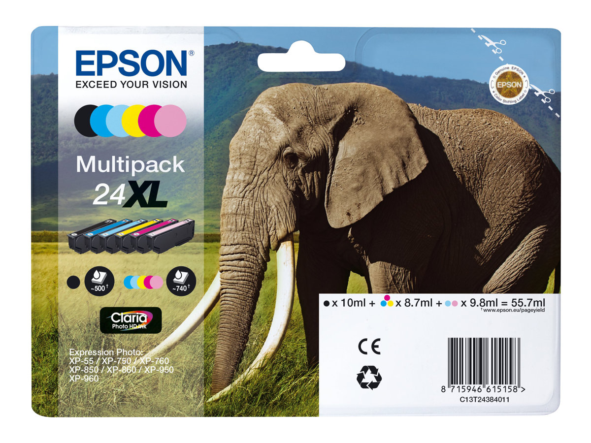 Epson 24XL Multipack - 6-balení - XL - černá, žlutá, azurová, purpurová, světlá fialová, světle azurová - originální - inkoustová cartridge – foto 3