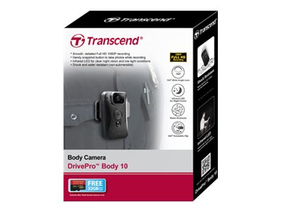 Transcend TS64GDPB70A DrivePro Body Camera 70 QHD 1440p IP68 MIL-STD-810G  with Built-in 64GB Memory, 9-Hour Battery Life and Tethered Camera