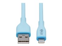 Eaton Tripp Lite Series Safe-IT USB-A to Lightning Sync/Charge Antibacterial Cable (M/M), Ultra Flexible, MFi Certified, Light Blue, 3 ft. (0.91 m) Lightning-kabel 91cm
