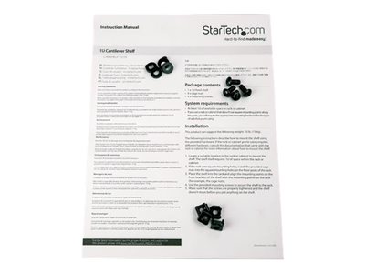 StarTech.com 1U Fixed Server Rack Mount Shelf, 10in Deep Steel Universal Cantilever Tray for 19