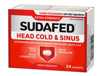 Sudafed Head Cold &amp; Sinus Extra Strength Caplets - 24's