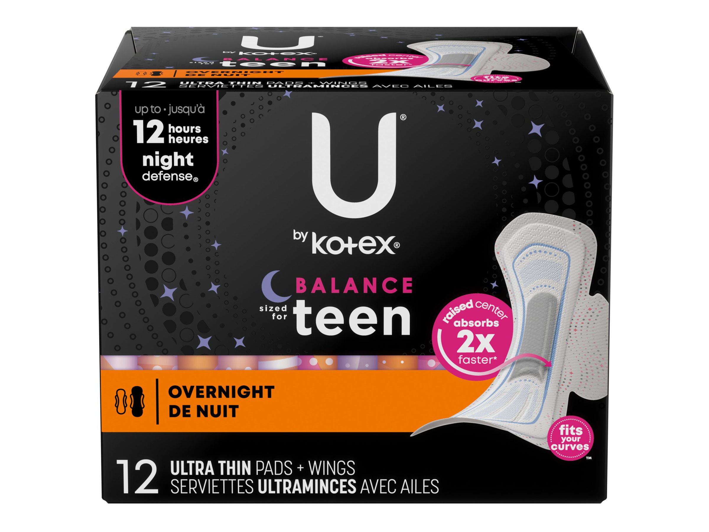 U by Kotex Balance Ultra Thin Overnight Pads with Wings