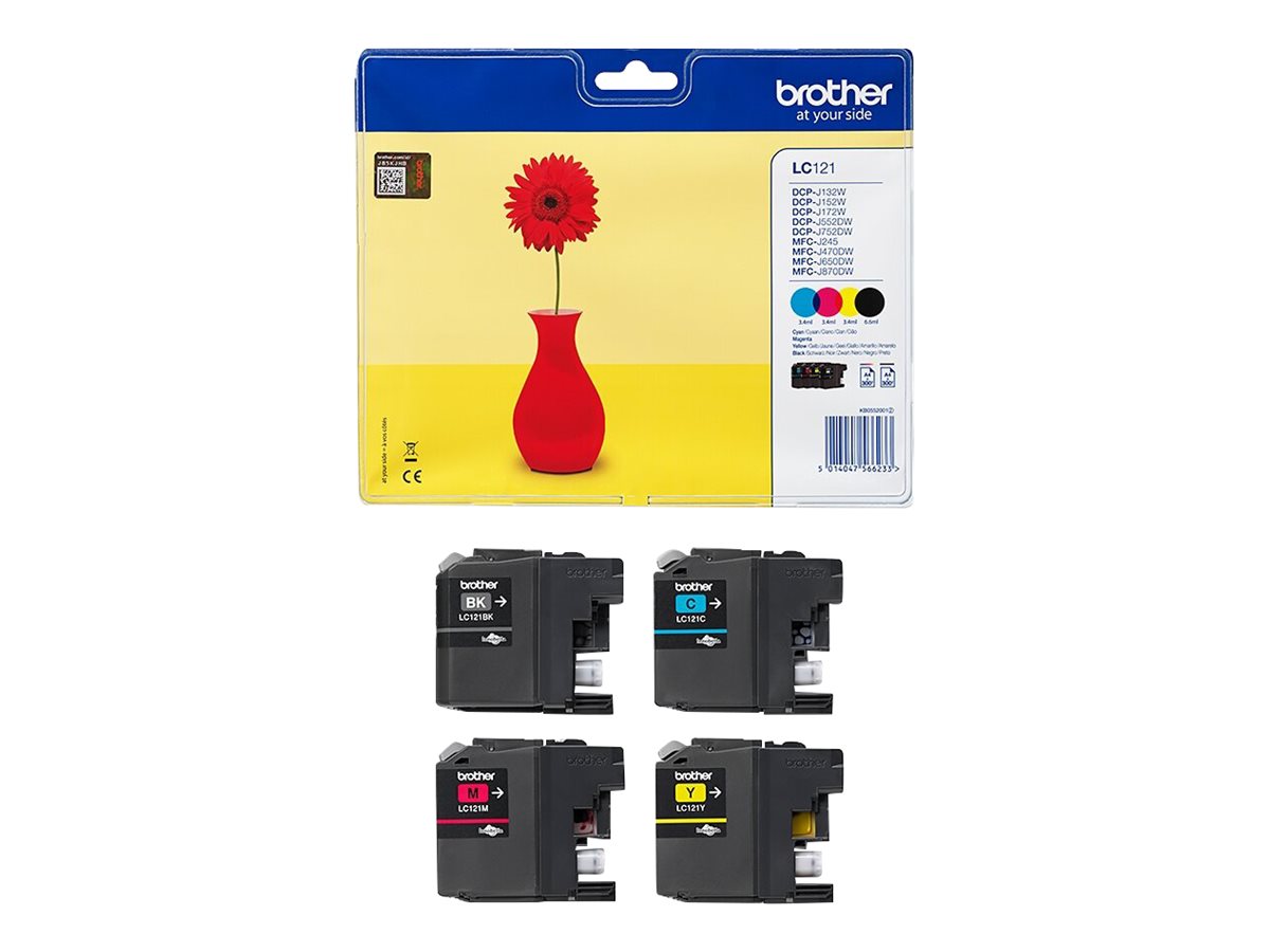 Brother LC121 Value Pack - černá, žlutá, azurová, purpurová - originální - inkoustová cartridge – foto 2
