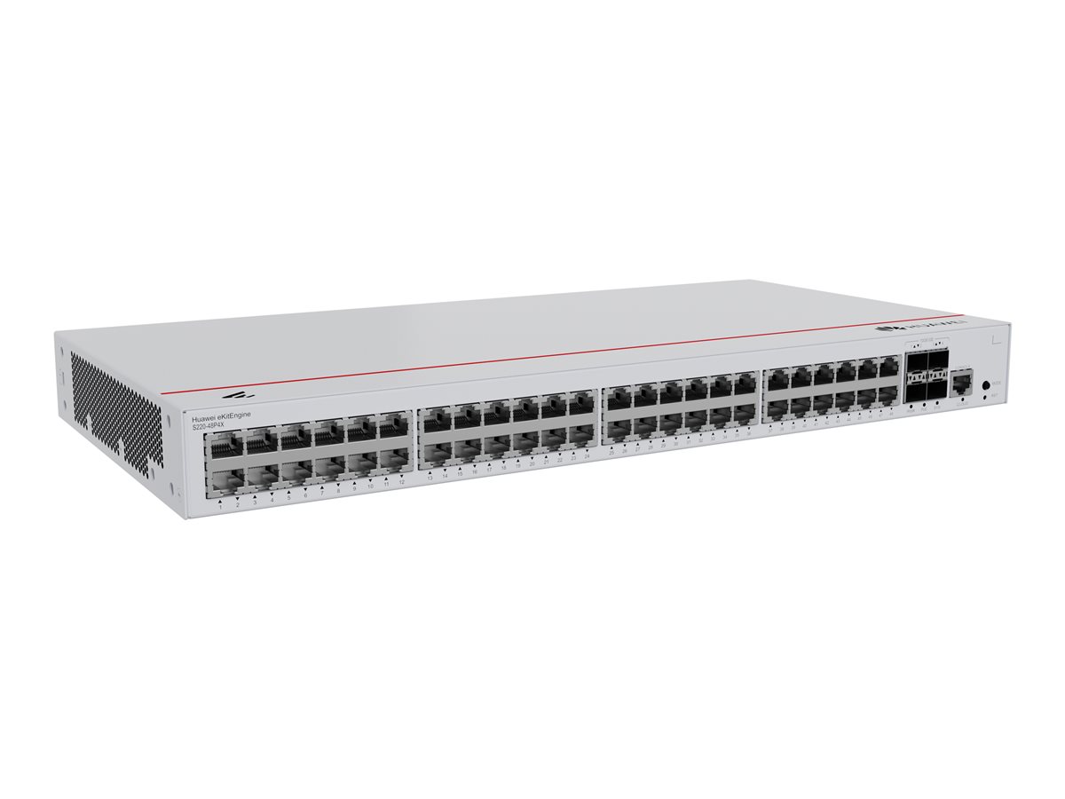 HUAWEI S220-48P4X 48x10/100/1000BASE-T ports 380W PoE+ 4x10GE SFP+ ports built-in AC power eKit