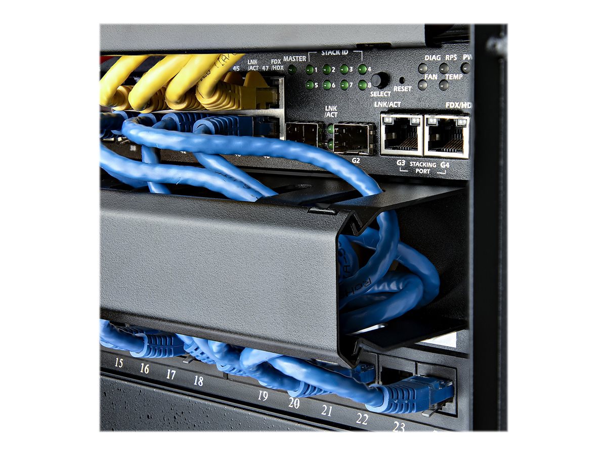 StarTech.com 1U Horizontal Finger Duct Rack Cable Management Panel with Cover - Server Rack Cable Duct - Rack Cable Organizer / Manager (CMDUCT1UX) - stojanový panel pro uspořádání kabelů - 1U – foto 10