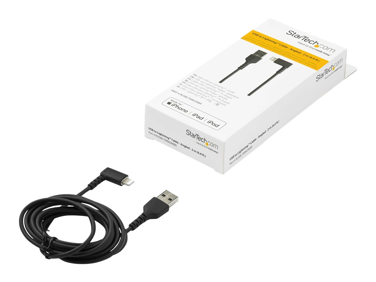 StarTech.com 6ft (2m) Durable USB A to Lightning Cable, Black 90