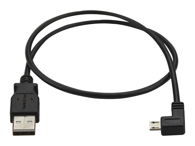 Image of StarTech.com Left Angle Micro USB Cable - 1 ft / 0.5m - 90 degree - USB Cord - USB Charger Cable - USB to Micro USB Cable (USBAUB50CMLA) - USB cable - Micro-USB Type B to USB - 50 cm