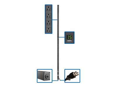Eaton Tripp Lite Series PDU Metered 1.44kW Single-Phase 120V Outlets (36 5-15R), NEMA 5-15P input, 0U Vertical, 72-in