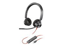 Poly Blackwire 3320 - Blackwire 3300 series - headset - on-ear - wired - active noise canceling - USB-C - black
