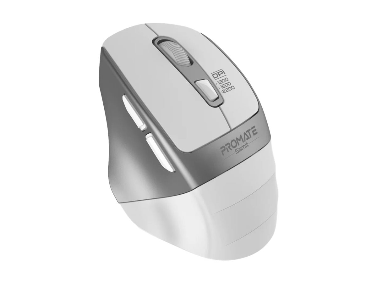 Promate Samit, mouse, 2200 DPI, silent click, USB, 2.4 GHz, white