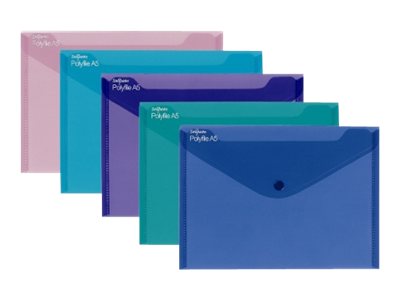 Snopake Polyfile Document Wallet For A5 Capacity 75 Sheets Electra Blue Electra Green Electra Pink Electra Purple Electra Turquoise Pack Of 5