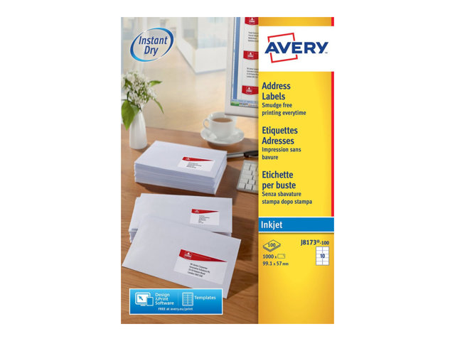 Avery J8173 Address Labels 1000 Pcs 57 X 991 Mm