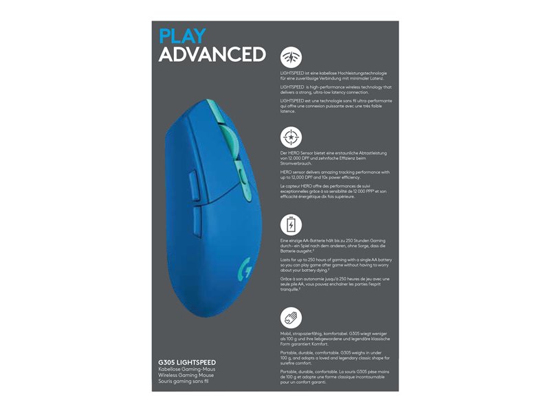 LOGI G305 LightSpeed Wireless Mouse blue