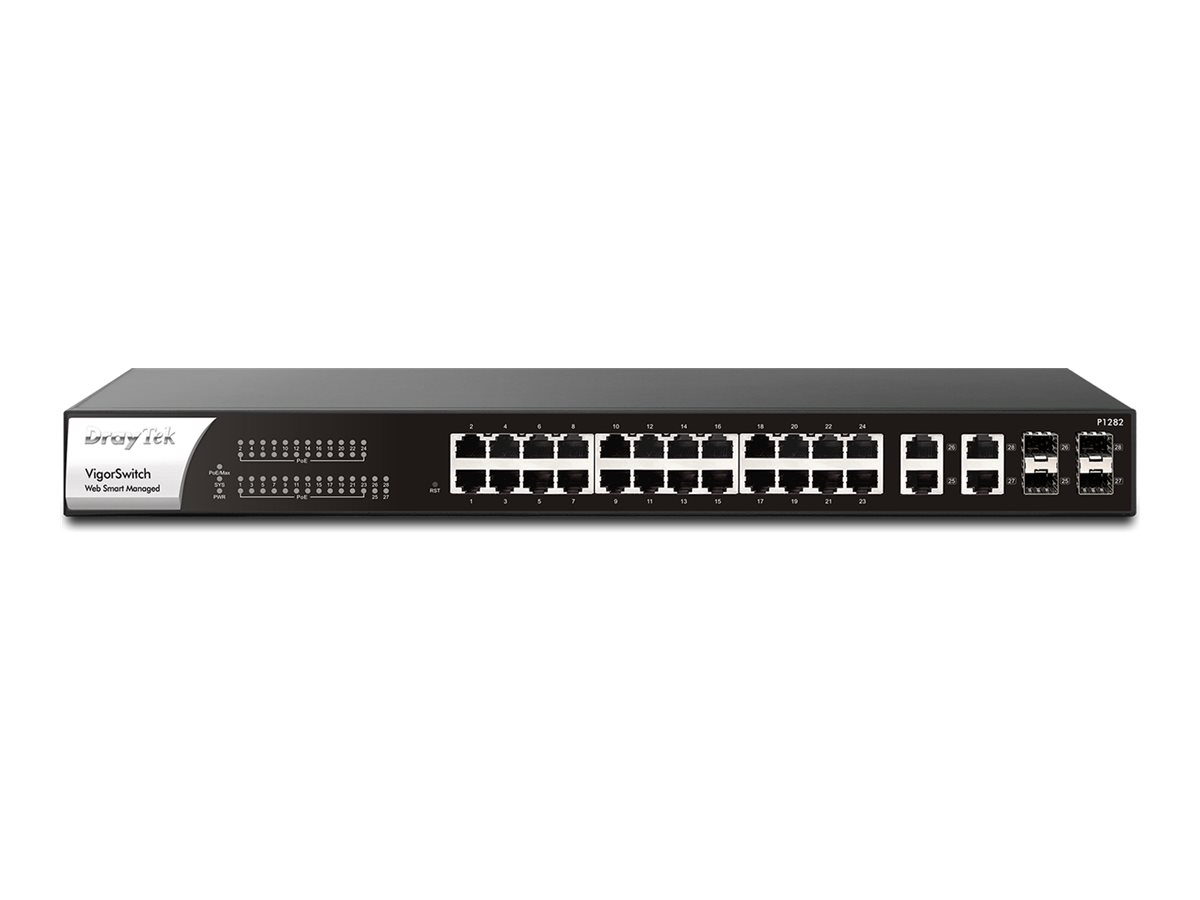 Draytek VigorSwitch P1282 switch 28 ports smart Product shot Front 79800
