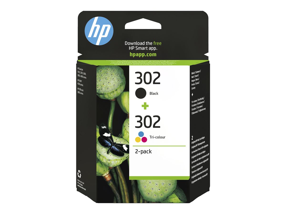 HP 302 - 2-balení - černá, barva (azurová, purpurová, žlutá) - originální - inkoustová cartridge – foto 2