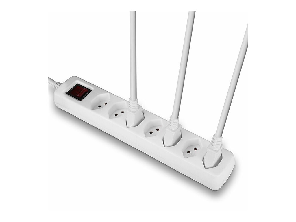 Multiprise 7 prises Suisse avec interrupteur, blanc