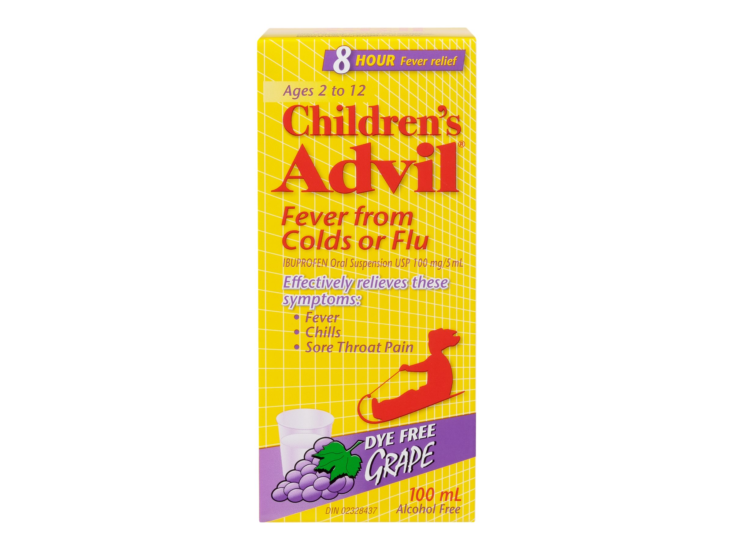 Advil Children's Fever From Colds or Flu Suspension - Dye-Free Grape - 100ml