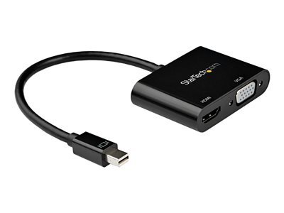 StarTech.com Mini DisplayPort to HDMI VGA Adapter, mDP 1.2 HBR2 to HDMI 2.0 (4K 60Hz) or VGA 1080p Video Converter Dongle, Mini DP to HDMI or VGA Monitor Adapter, Thunderbolt 2 Compatible - Multiport Video Dongle (MDP2VGAHD20)