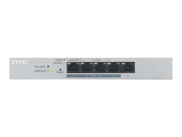 Zyxel GS1200-5HP v2 - Commutateur - Gr - 1 x 10/100/1000 + 4 x 10/100/1000 (PoE+) - de bureau - PoE+ (60 W)