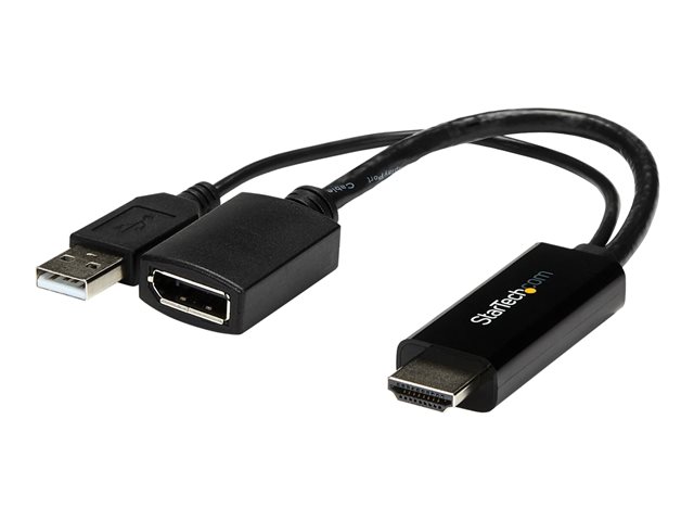 Image of StarTech.com 4K 30Hz HDMI to DisplayPort Video Adapter w/ USB Power - 6 in - HDMI 1.4 (Male) to DP 1.2 (Female) Active Monitor Converter (HD2DP) - adapter cable - DisplayPort / HDMI - 25.5 cm