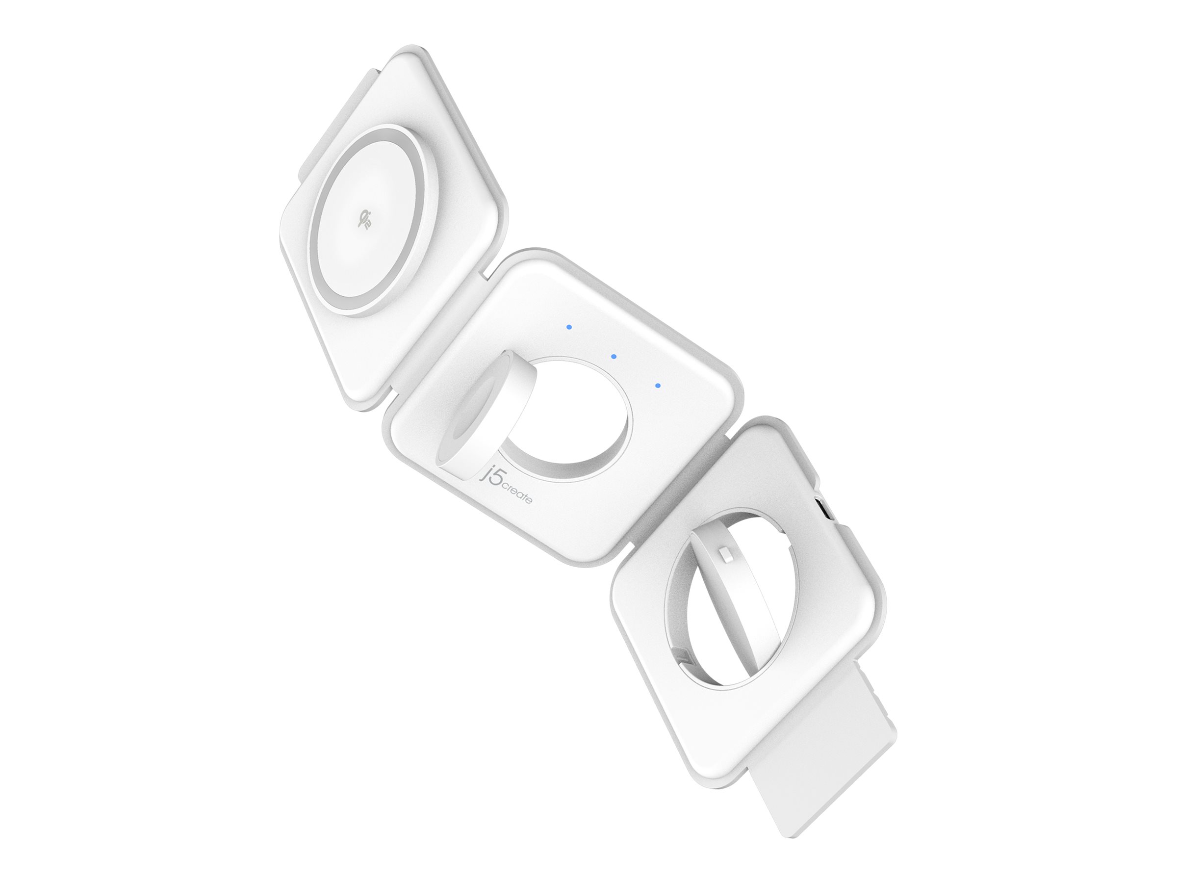 Image of j5create JUPW3215W-N wireless charging stand - 3-in-1, magnetic, with Qi2 - 22.5 Watt