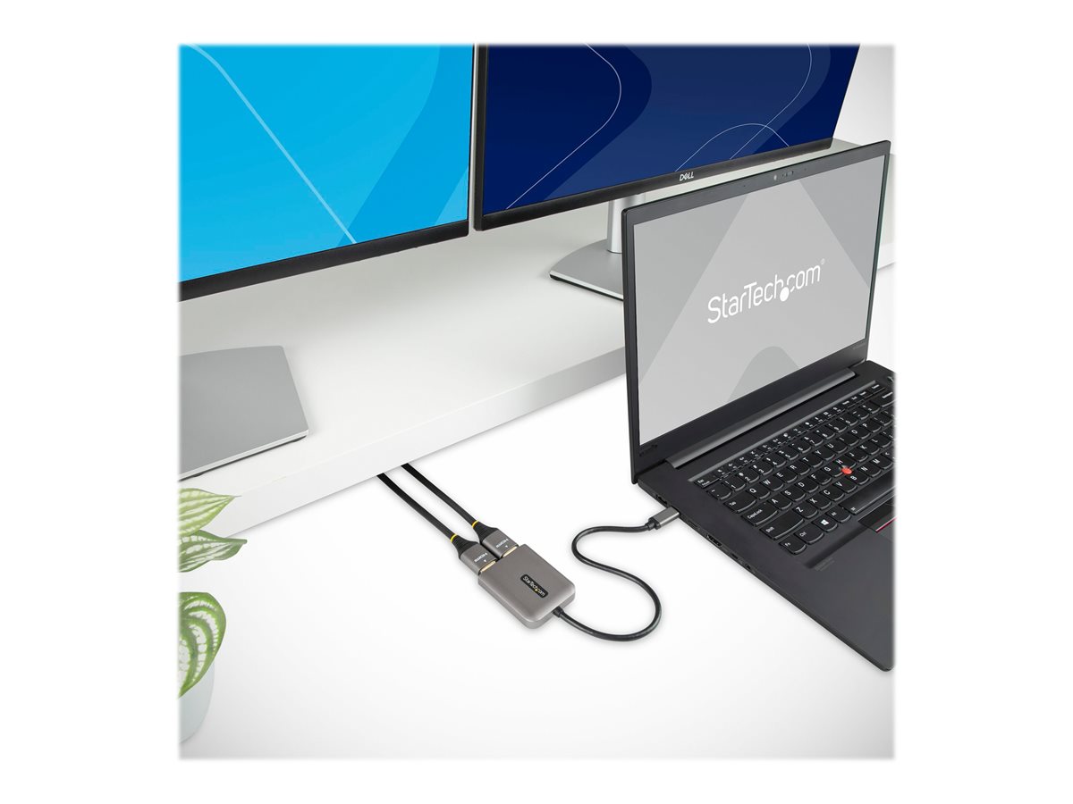StarTech.com USB-C to Dual HDMI MST HUB, Dual HDMI 4K 60Hz, USB Type C Multi Monitor Adapter for Laptop w/ 1ft (30cm) cable, DP 1.4 Multi-Stream Transport Hub, USB Type C to 2x HDMI Ports - USB-C to HDMI Splitter (MST14CD122HD) - video adaptér - DisplayPort / HDMI – foto 2