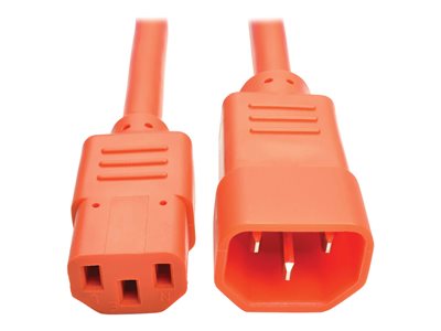 Tripp Lite 3ft Computer Power Extension Cord 10A 18 AWG C14 C13 Orange 3'