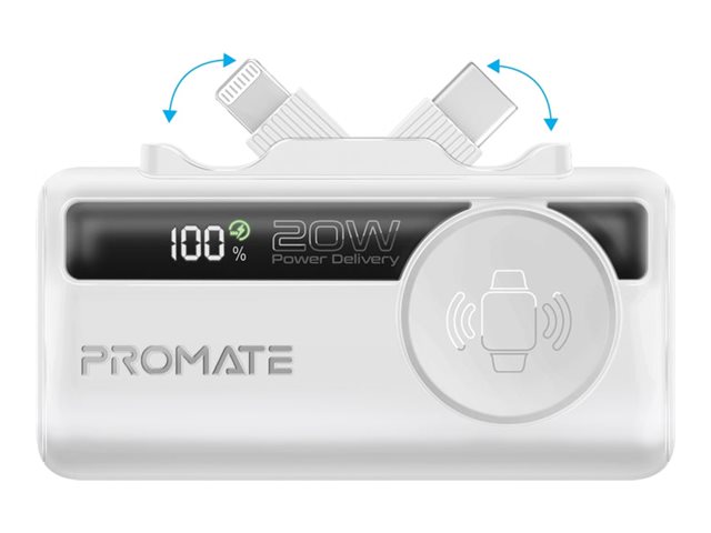 Promate PowerUp-Trio power bank ultra-compact fast charging Apple Watch charger Li-Ion 24 Product shot Front 79350