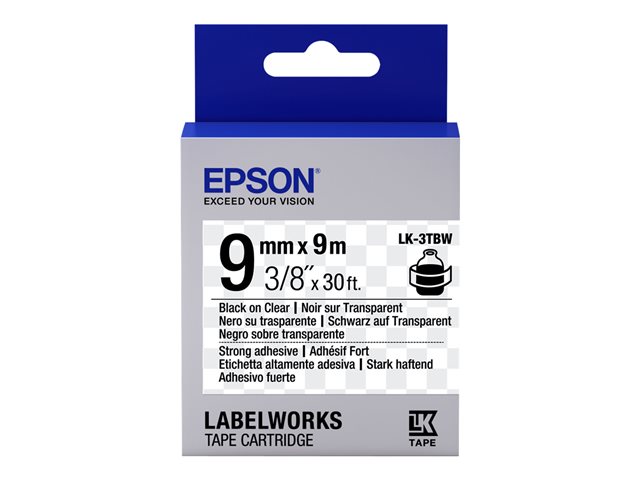 EPSON LK-3TBW9 Strng adh Blk/Clear 9/9 C53S653006